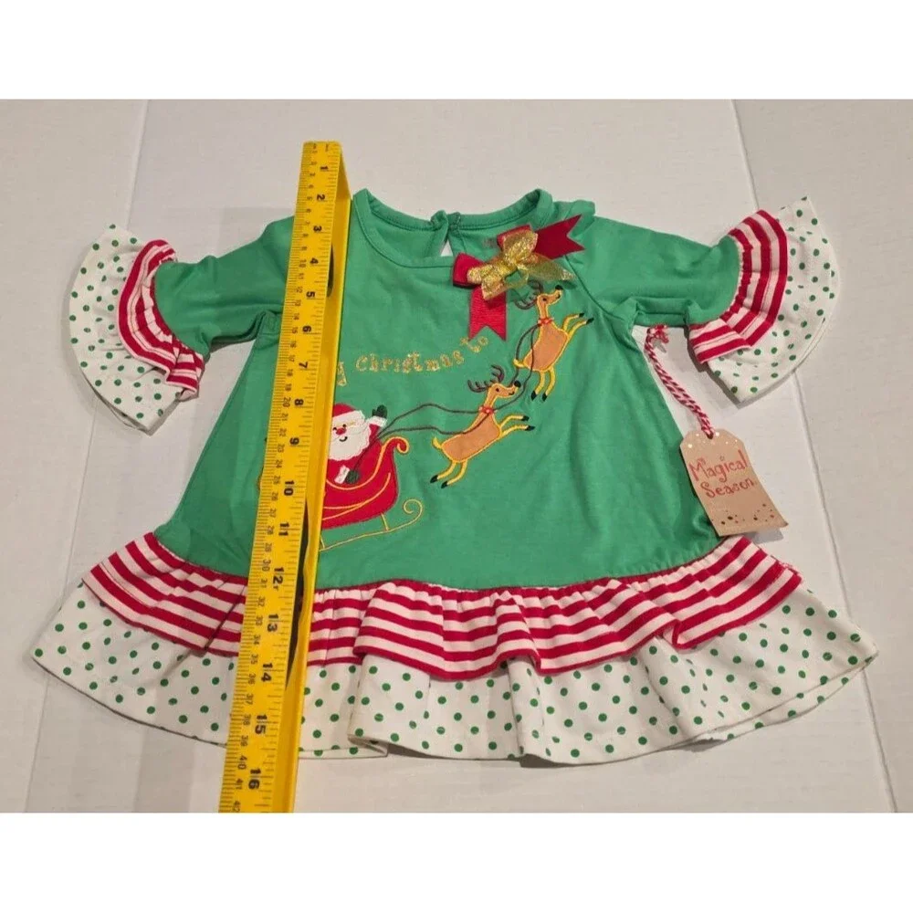 Magical Seasons Christmas Baby Girl Green Dress Size 9-12 Months New with Tags